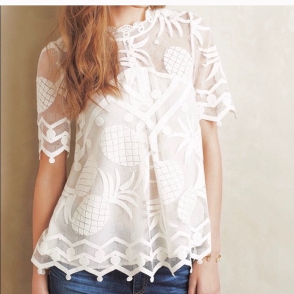 Anthropologie Tops - 🎉HP HD in Paris/Anthro cream pina pineapple top
